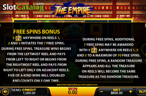 Game workflow 4. The Empire (PlayStar) slot