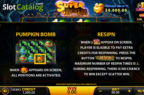 Paytable . Super Boom (PlayStar) slot
