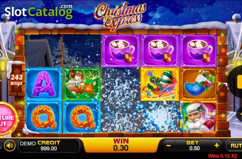 Win screen. Feature Buy Christmas Express slot