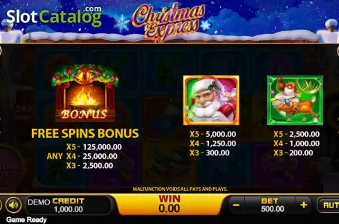 FS feature screen. Feature Buy Christmas Express slot