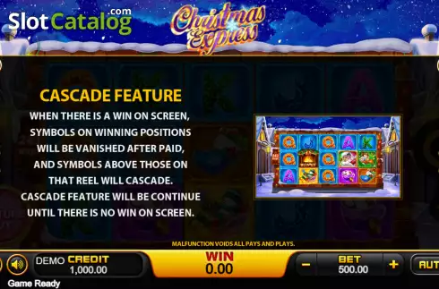 Cascading feature screen. Feature Buy Christmas Express slot