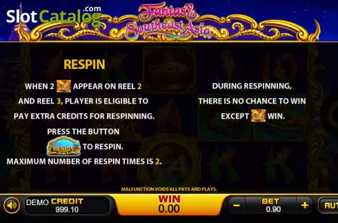 Game Features screen. Fantasy Southeast Asia slot