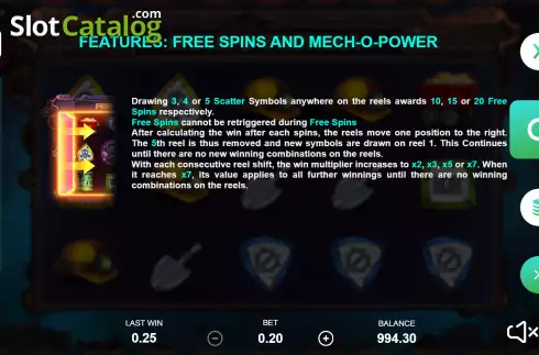 Free Spins screen. Mech-o-tronika slot