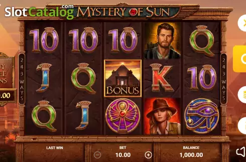 Game Screen. Mystery of Sun slot