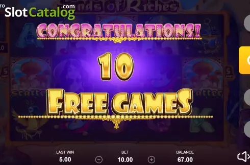 Free Spins screen. Sands of Riches slot