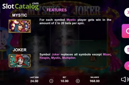 Features. Mystic Joker (Playbro) slot