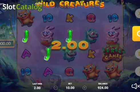 Win screen. Wild Creatures slot