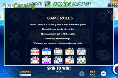 Game Rules 1. Turtle Gems slot