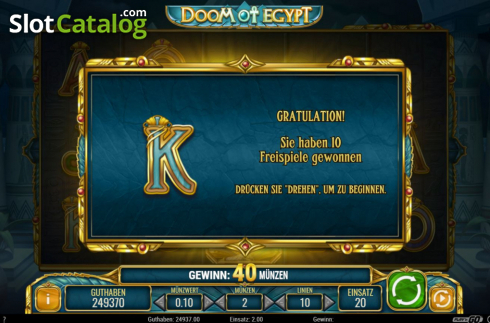 Bildschirm6. Doom of Egypt slot