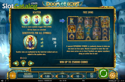 Features. Doom of Egypt slot
