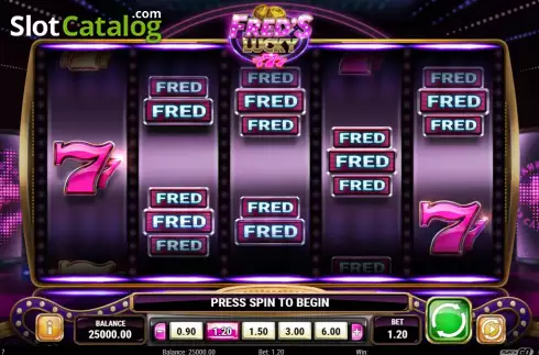 Game screen. Fred's Lucky 777 slot