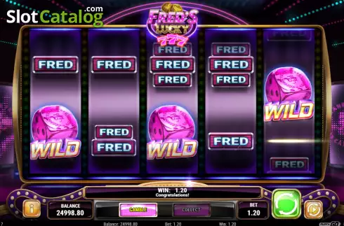 Win screen. Fred's Lucky 777 slot