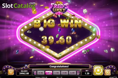 Win Bonus Game screen. Fred's Lucky 777 slot