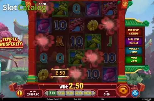 Win Screen. Temple of Prosperity slot