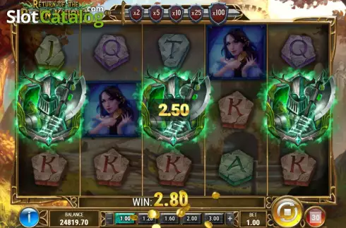 Free Spins Win Screen. Return of The Green Knight slot