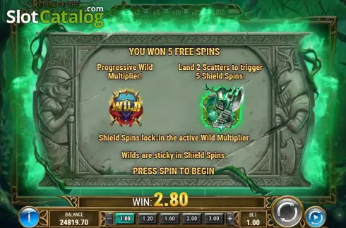 Free Spins Win Screen 2. Return of The Green Knight slot