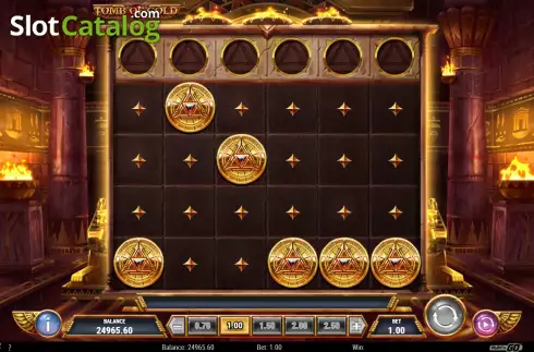 Hold and Win Bonus Gameplay Screen. Tomb of Gold slot