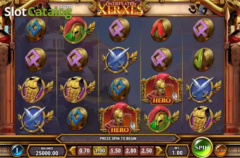 Game Screen. Undefeated Xerxes slot