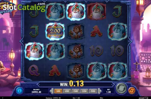 Win Screen. Mystery Genie Fortunes of the Lamp slot
