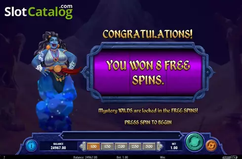 Free Spins Win Screen 3. Mystery Genie Fortunes of the Lamp slot