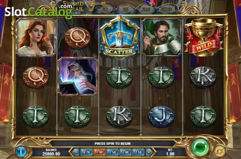 Game Screen. The Sword and the Grail Excalibur slot