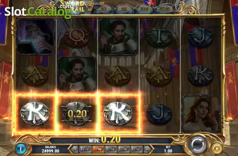 Win Screen. The Sword and the Grail Excalibur slot