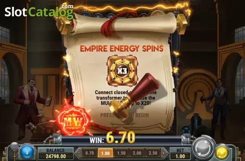 Empire Energy Spin Win Screen 2. Spark of Genius slot