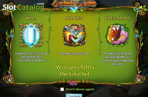 Game features. Enchanted Crystals (Play'n Go) slot
