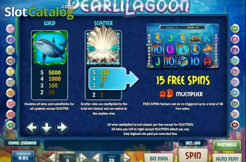 Paytable 1. Pearl Lagoon slot