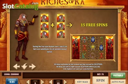 ペイテーブル2. Riches of Ra Slot (リッチーズ・オブ・ラ・スロット) カジノスロット