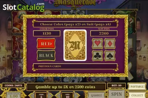 Risk game. Royal Masquerade (Play'n Go) slot