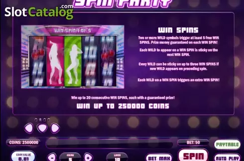 ペイテーブル2. Spin Party (スピン・パーティー) カジノスロット