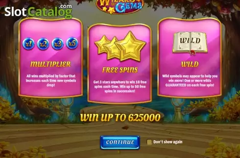 Game features. Wizard of Gems slot