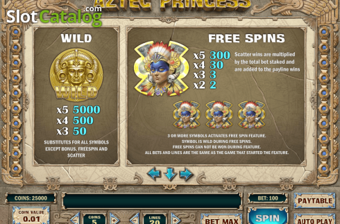 Bildschirm3. Aztec Princess slot