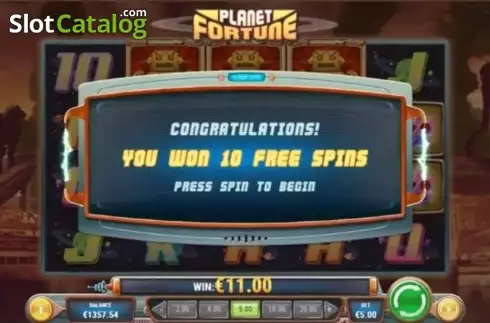 Free Spins Screen. Planet Fortune slot
