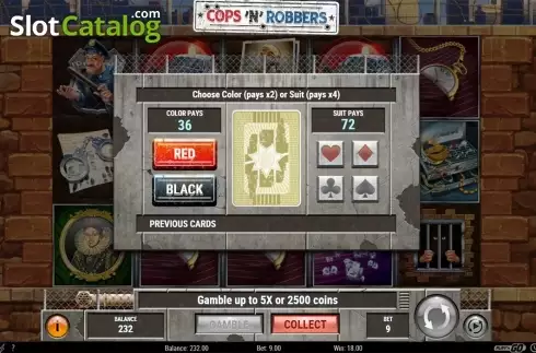 Gamble screen. Cops 'N' Robbers 2018 (Play'n Go) slot