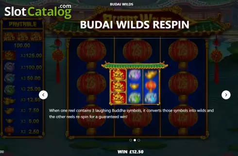 Game Features screen. Budai Wilds slot
