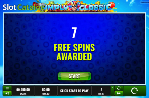 Free spins screen. Simply Classic slot