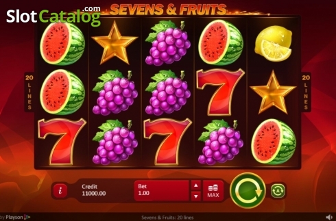 Ekran2. Sevens Fruits: 20 lines yuvası