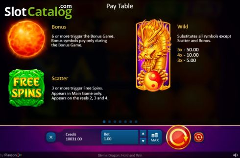 Game Rules 1. Divine Dragon: Hold and Win slot