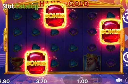 Free Spins Win Screen. Hand of Gold slot