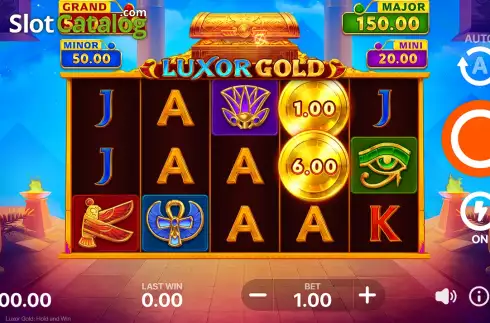 Game Screen. Luxor Gold Hold and Win slot