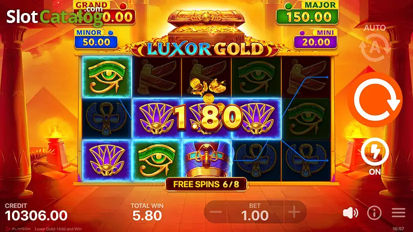 Luxor Gold Hold and Win Free Spins