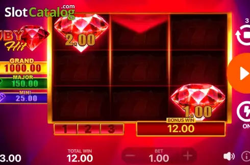 Bonus Gameplay Screen. Ruby Hit: Hold and Win slot