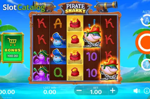 Game Screen. Pirate Sharky slot