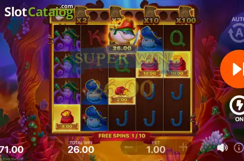 Free Spins Gameplay Screen. Pirate Sharky slot