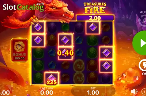 Bildschirm5. Treasures of Fire: Scatter Pays slot
