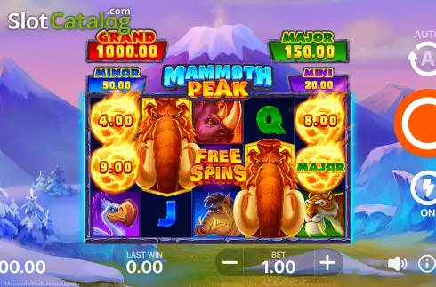 Game Screen. Mammoth Peak: Hold and Win slot