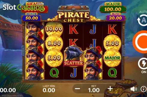 Game Screen. Pirate Chest: Hold and Win slot