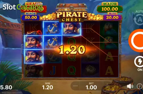 Win Screen. Pirate Chest: Hold and Win slot